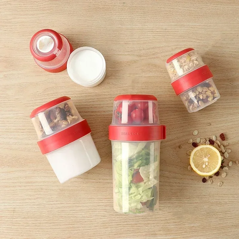 Meal Prep Oatmeal Jars - Draagbare Plastic Ontbijt Cup Carry Salade