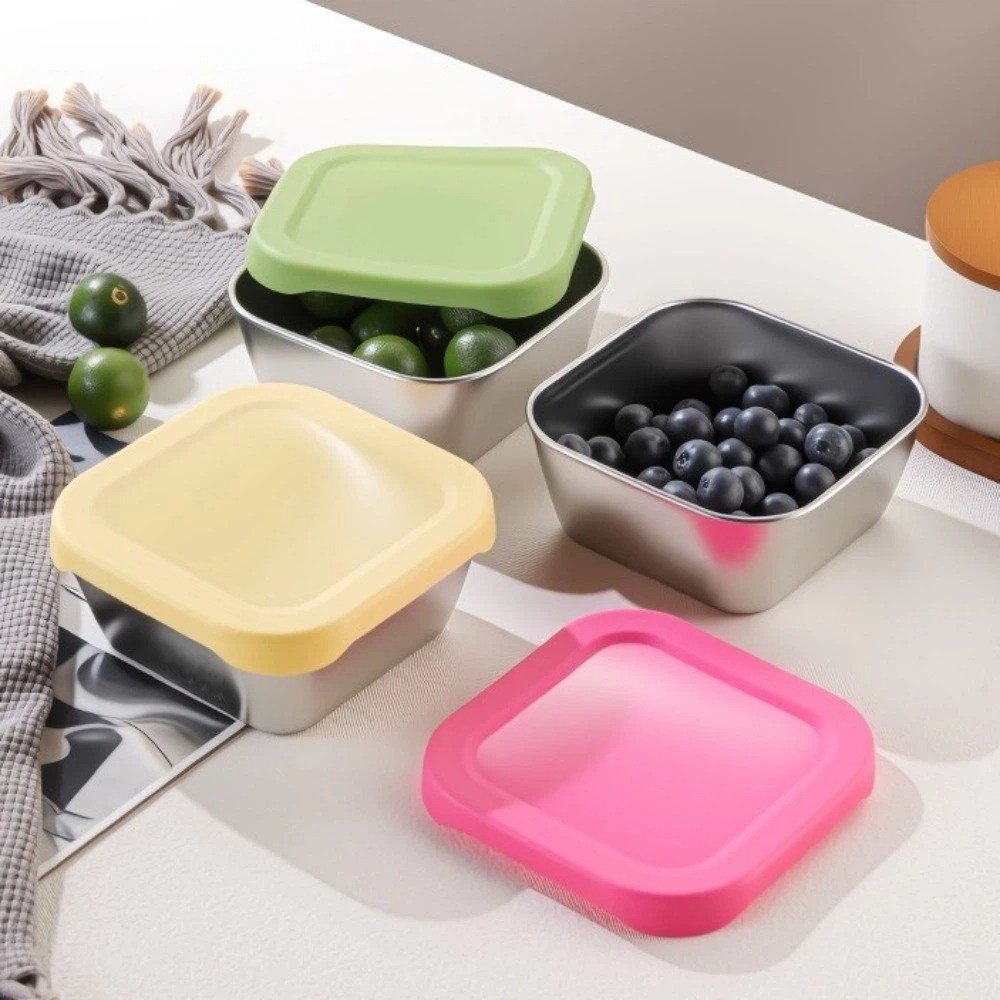 Meal Prep Rice - Siliconen deksel, roestvrijstalen vershouddoos, stapelbaar, voedselveilige