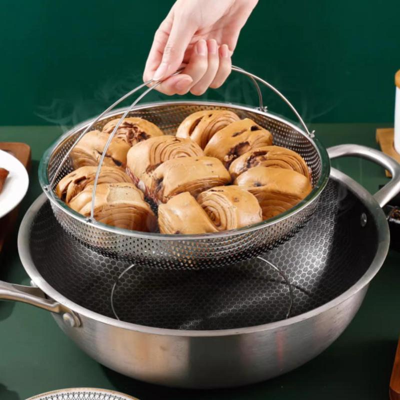 Meal Prep Seafood - RVS Drukpan Stoommandje met Hittebestendig Handvat