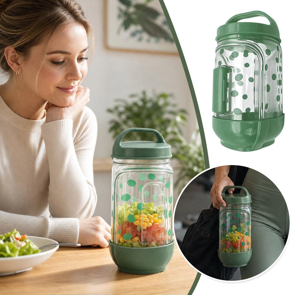 Saladebeker, vork, sauscontain - Meal Prep Jar Salad recensie en prijs