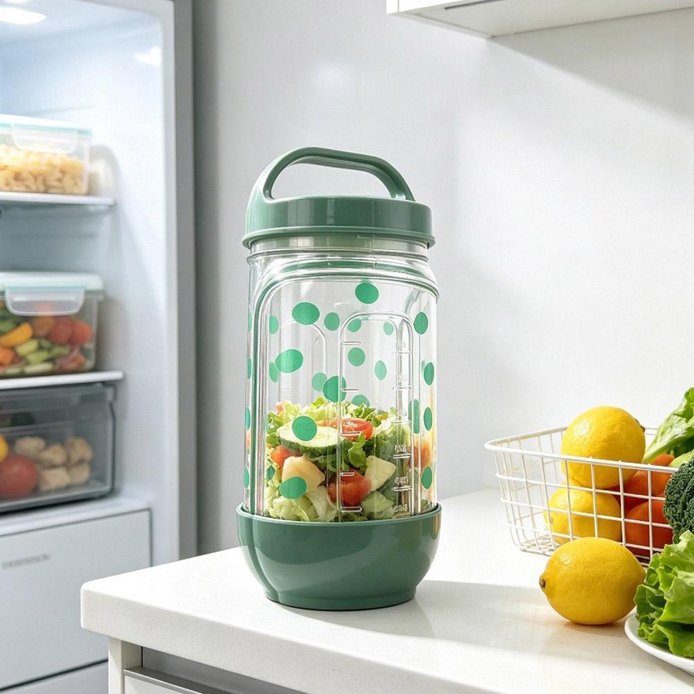 Saladebeker, vork, sauscontain - Meal Prep Jar Salad recensie en prijs