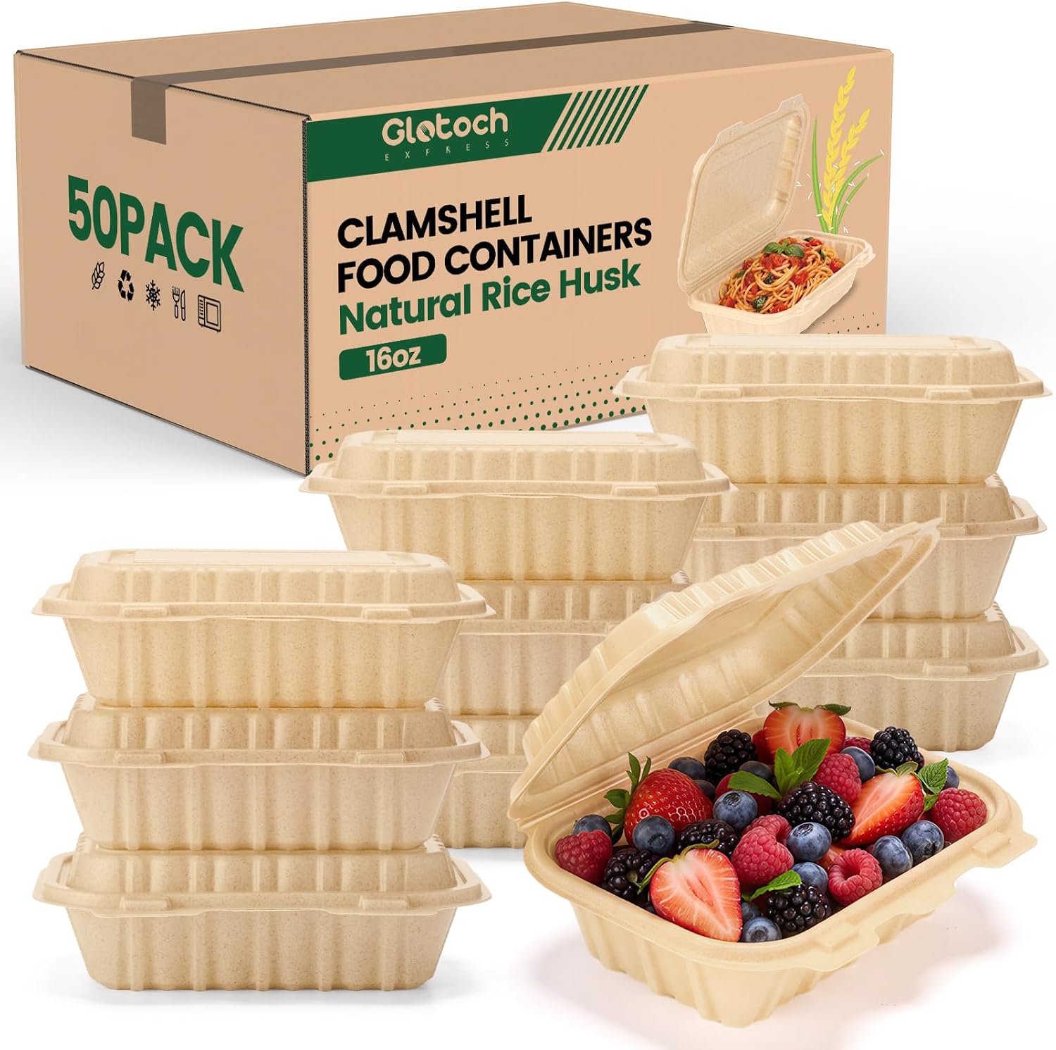 50 stuks 16oz clamshell afhaal - Meal Prep Rice recensie en prijs